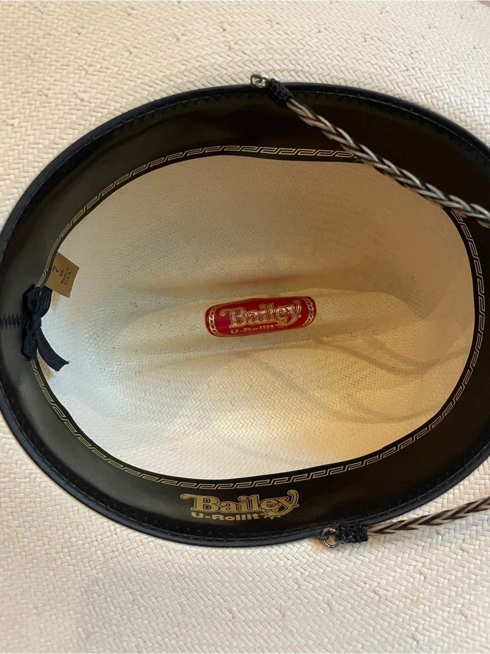 Bailey Panama Style Cowboy Hat with Black Band - Cream